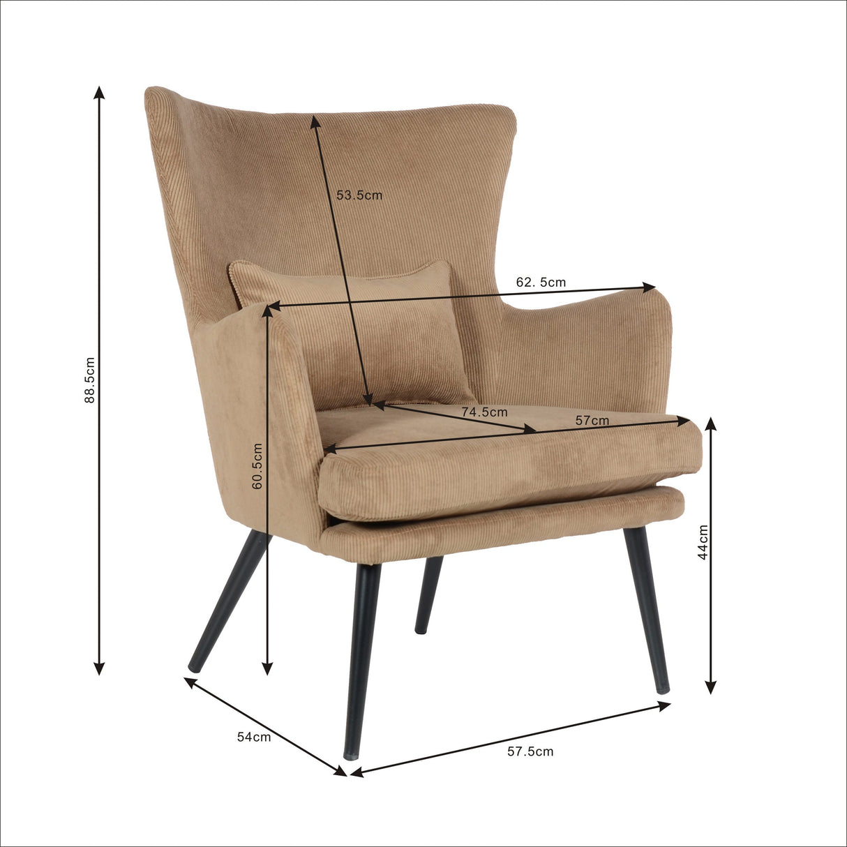 Chaise Alora Charlie – Marron clair – Tissu côtelé