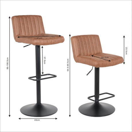 Lot de 2 tabourets de bar en cuir, modèle neuf 2023 - Porto Marron clair