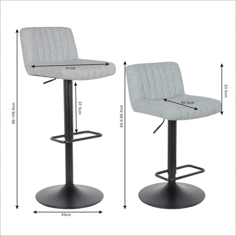 Lot de 2 tabourets de bar, nouveau modèle 2023, gris Porto - Tissu