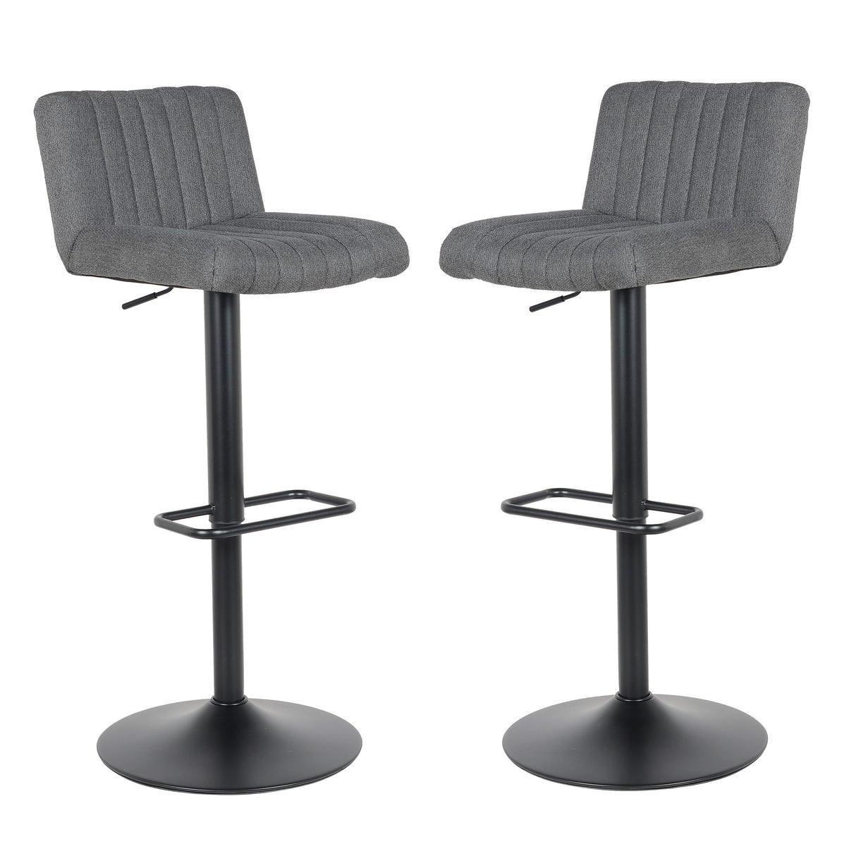 Lot de 2 tabourets de bar Porto, nouveau modèle 2023, noir - Tissu