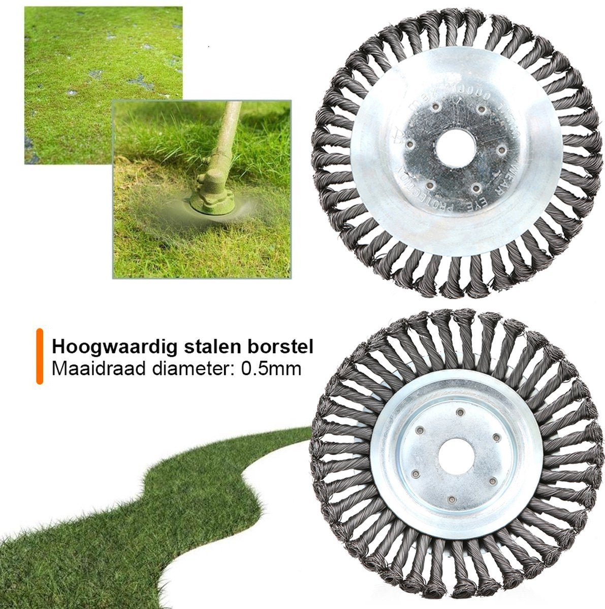 Brosse de désherbage universelle 2 pièces - 20CM - vitesse maximale 10 000 p/m - désherber - désherbant - outils de jardin - désherbeur - accessoire - SET
