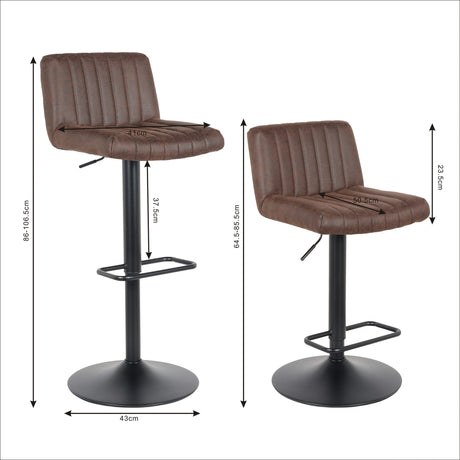 Lot de 2 tabourets de bar neufs modèle 2023 en cuir Porto marron foncé