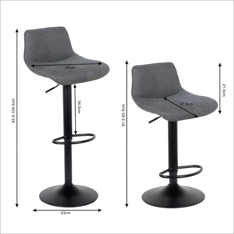 Lot de 2 tabourets de bar, modèle Rio 2023, tissu noir