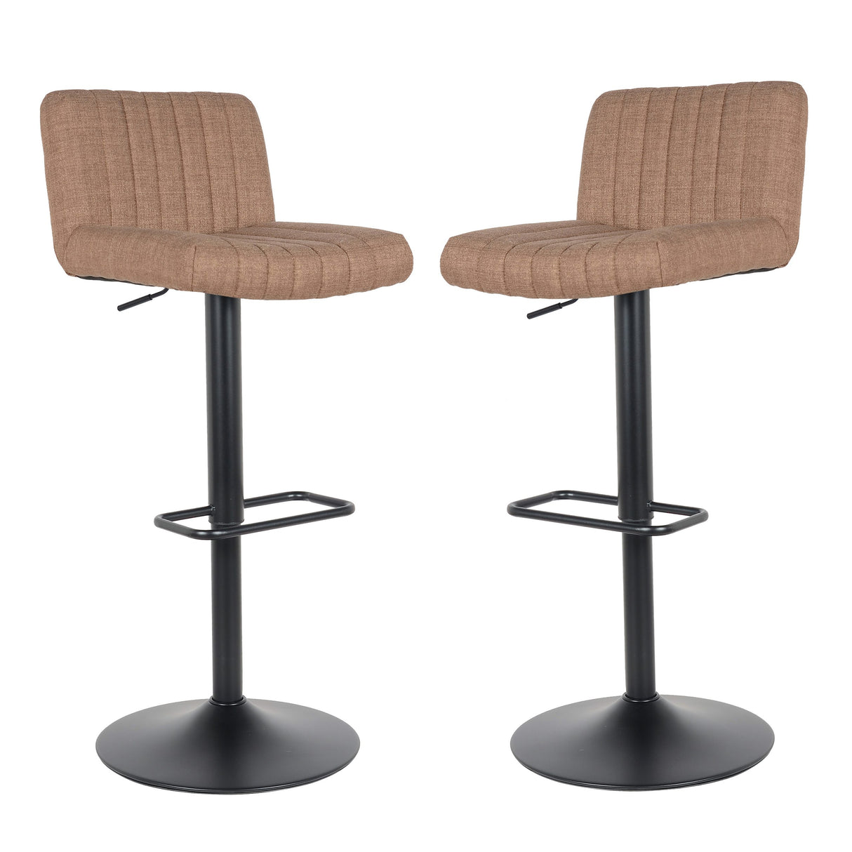 Lot de 2 tabourets de bar, modèle Porto Brown, neufs (2023), tissu