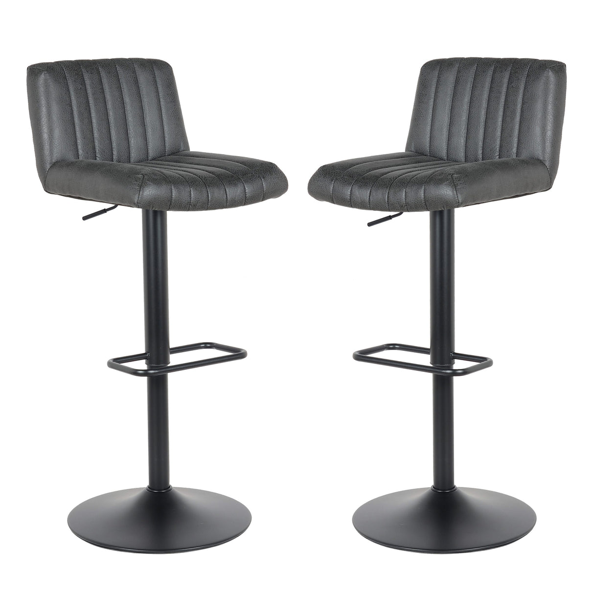 Lot de 2 tabourets de bar, modèle Porto 2023, cuir noir