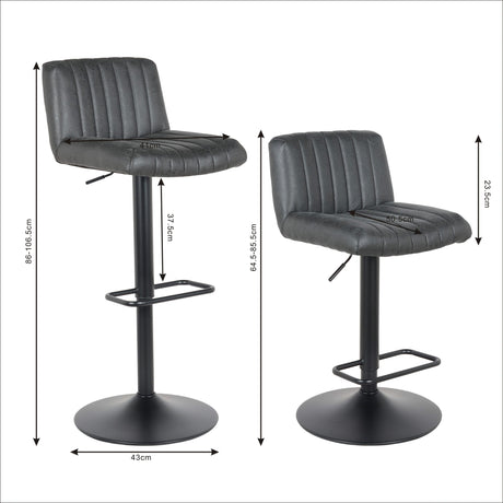 Lot de 2 tabourets de bar, modèle Porto 2023, cuir noir