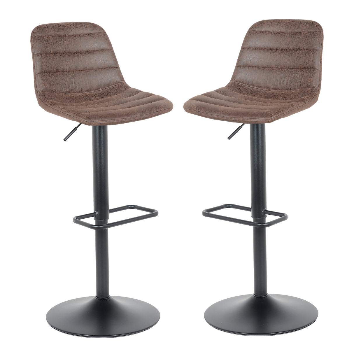 Lot de 2 tabourets de bar, modèle Helsinki 2023, marron foncé, cuir