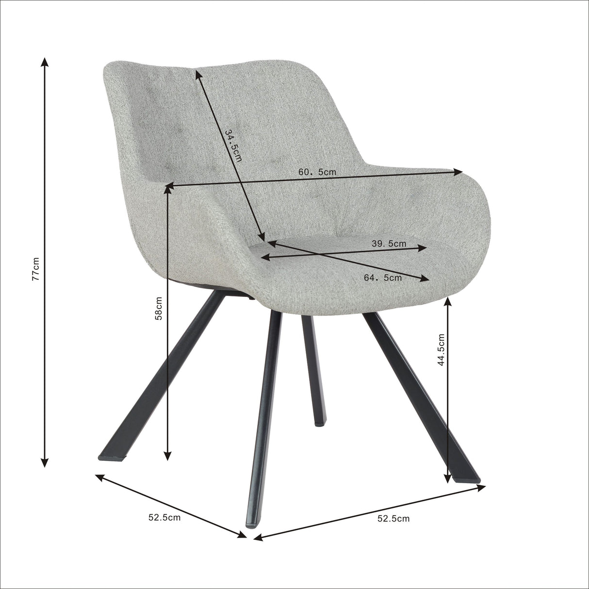 Fauteuil de salon chaise nouveauté 2021 - tissu modèle Jake - gris