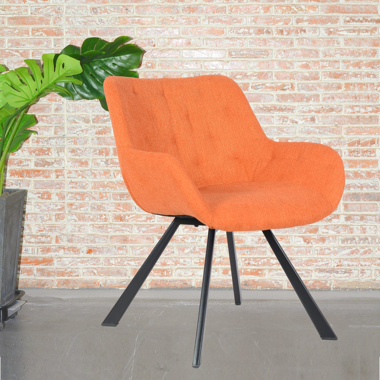 Fauteuil de salon modèle Jake en tissu - Orange