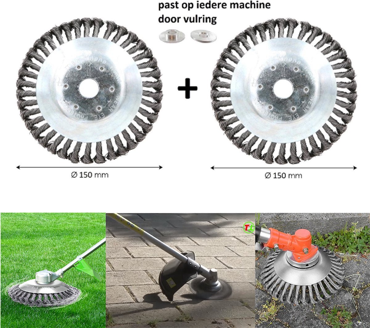 2 Pcs Universal Weed Brush - 15CM - Vitesse Maximum 10 000 p/m - Enlevez les Mauvaises Herbes - Désherbeur - Outils de Jardin - Débroussailleuse