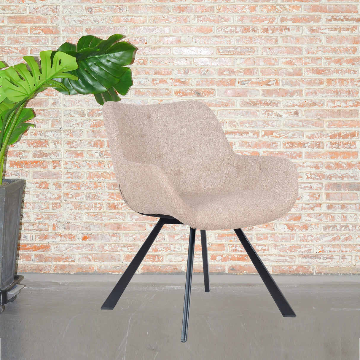 Fauteuil de salon modèle Jake en tissu - Beige