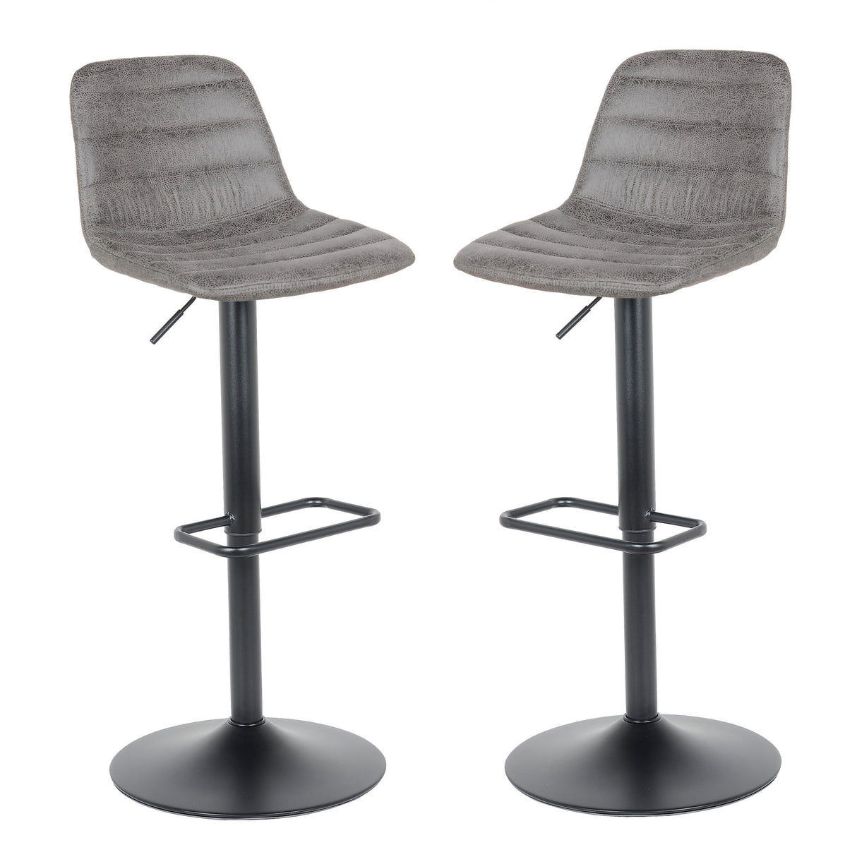 Lot de 2 tabourets de bar, modèle Helsinki 2023, gris foncé, cuir