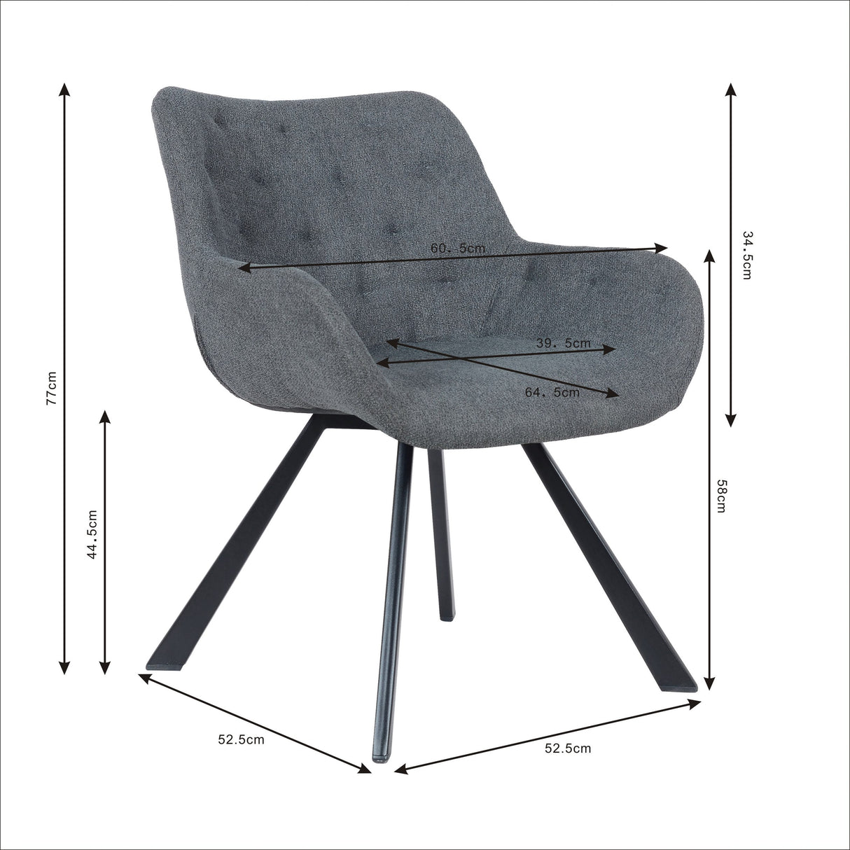 Fauteuil en tissu modèle salon Jake - Noir