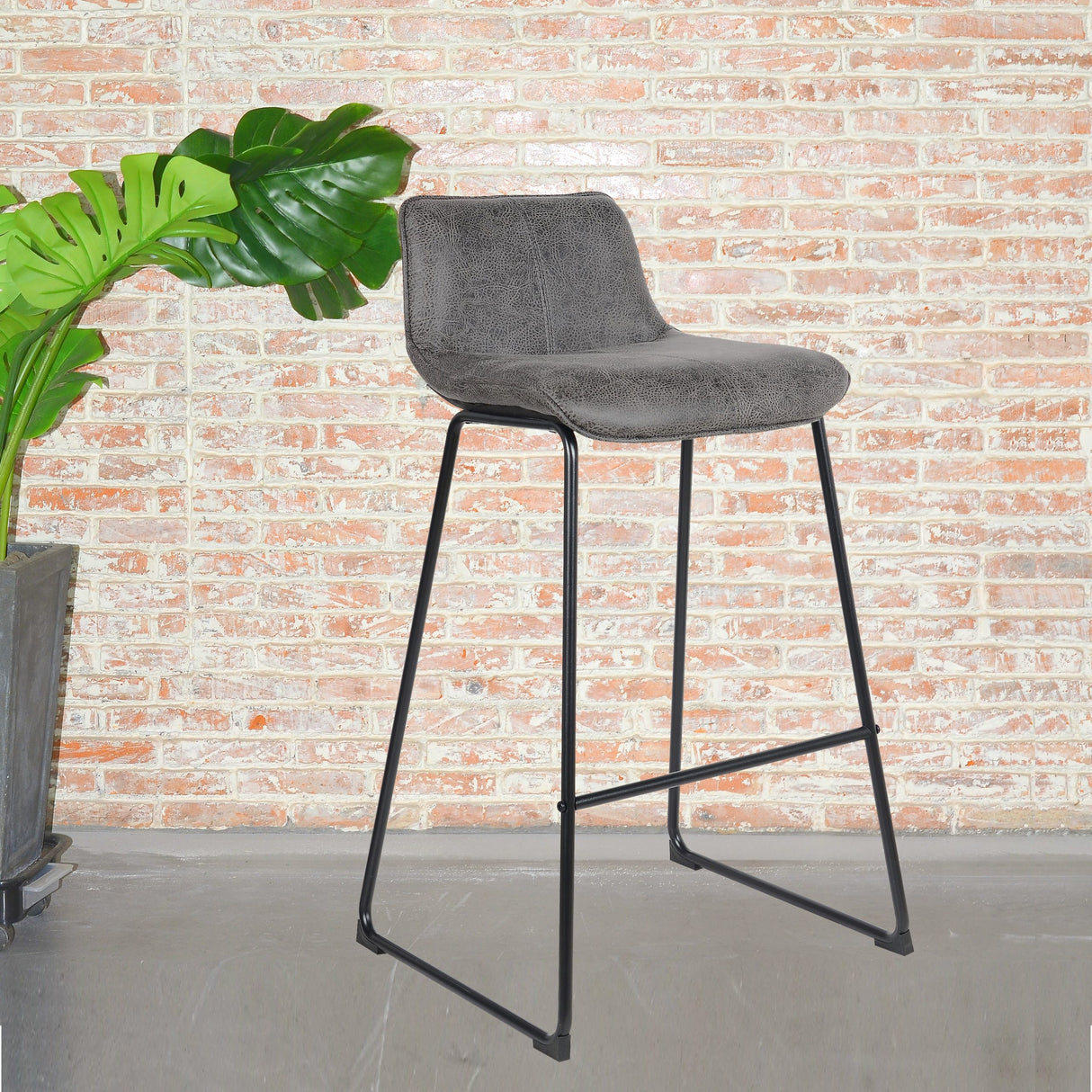 Tabouret de bar Florence 2023 en cuir gris foncé (2 pièces)