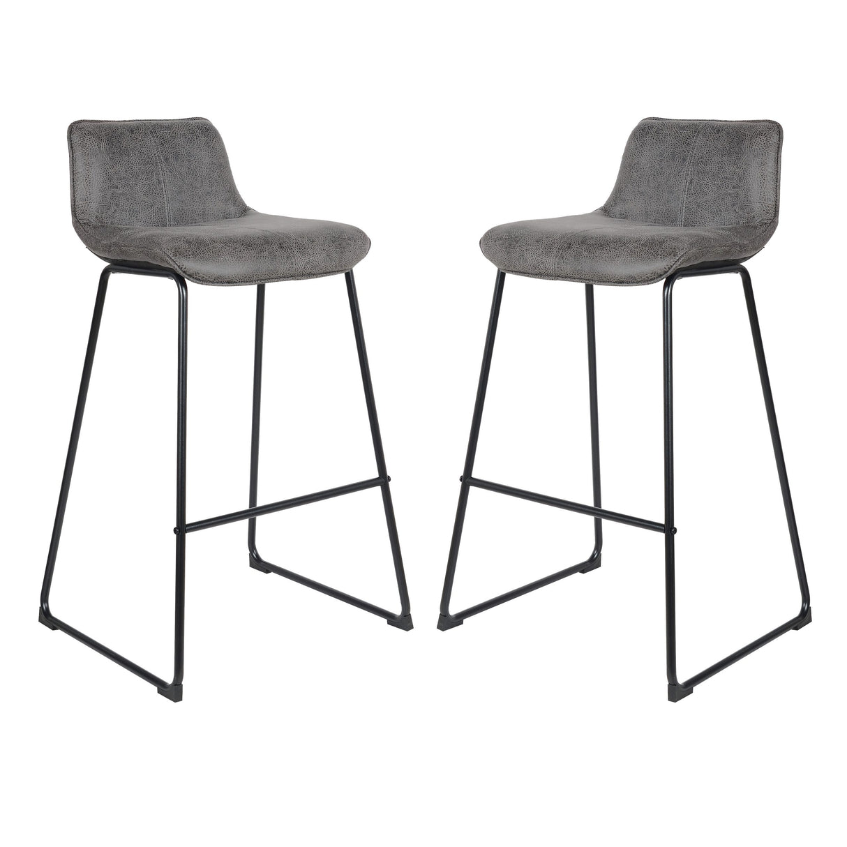 Tabouret de bar Florence 2023 en cuir gris foncé (2 pièces)