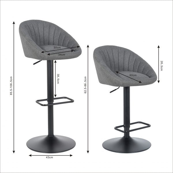 Lot de 2 tabourets de bar, modèle Berlin 2023, noir