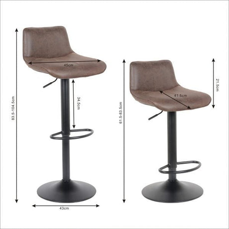 Lot de 2 tabourets de bar, modèle Rio 2023, marron foncé, cuir