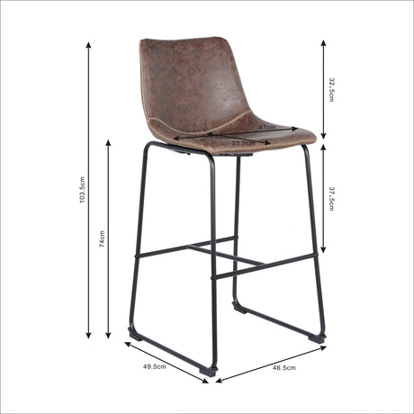 Lot de 2 tabourets de bar neufs 2023 - Modèle Moscou - Marron
