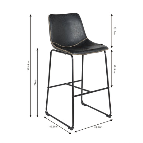 Tabouret de bar 2023 modèle Moscou noir (2 pièces)