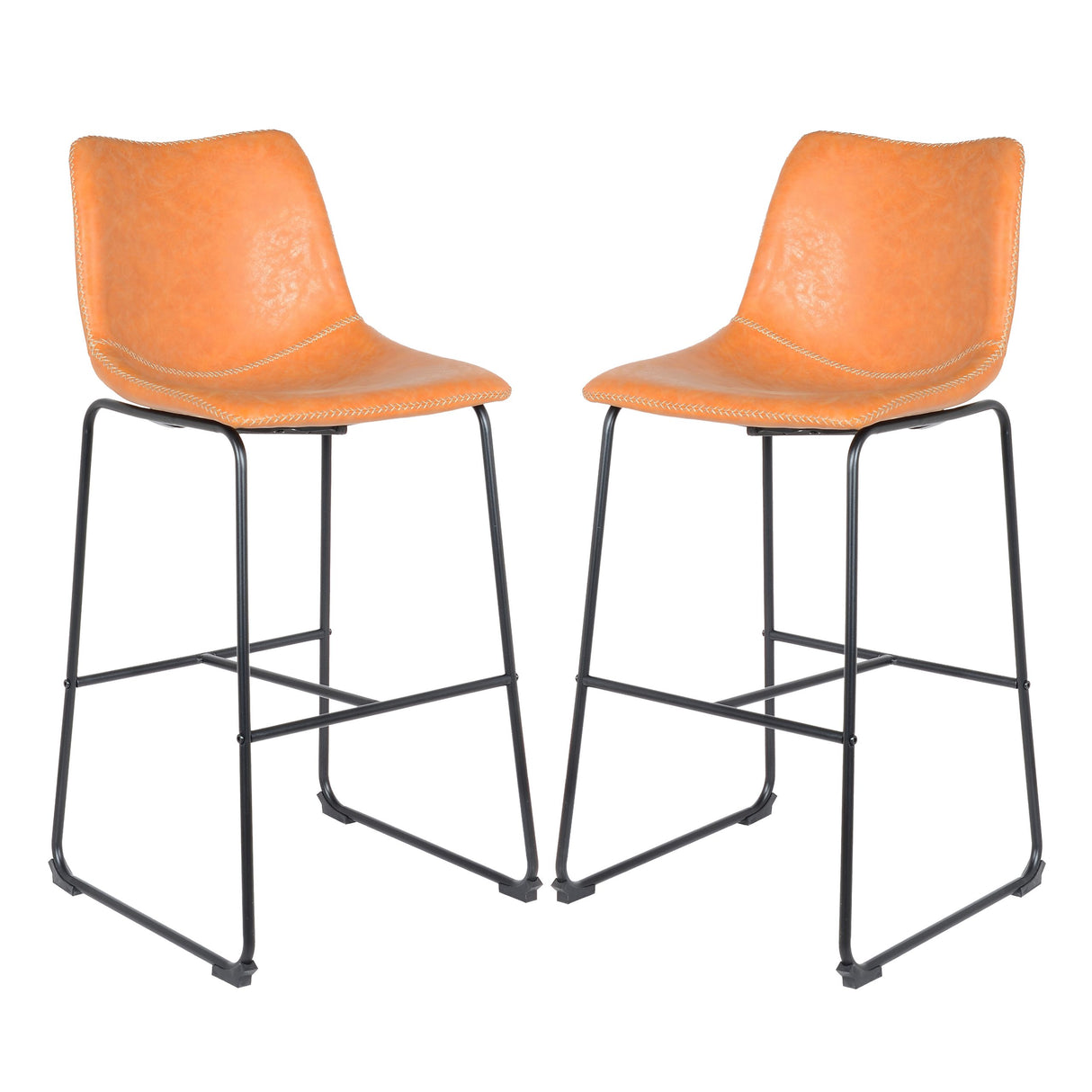 Lot de 2 tabourets de bar neufs 2023 - Modèle Moscou - Cognac