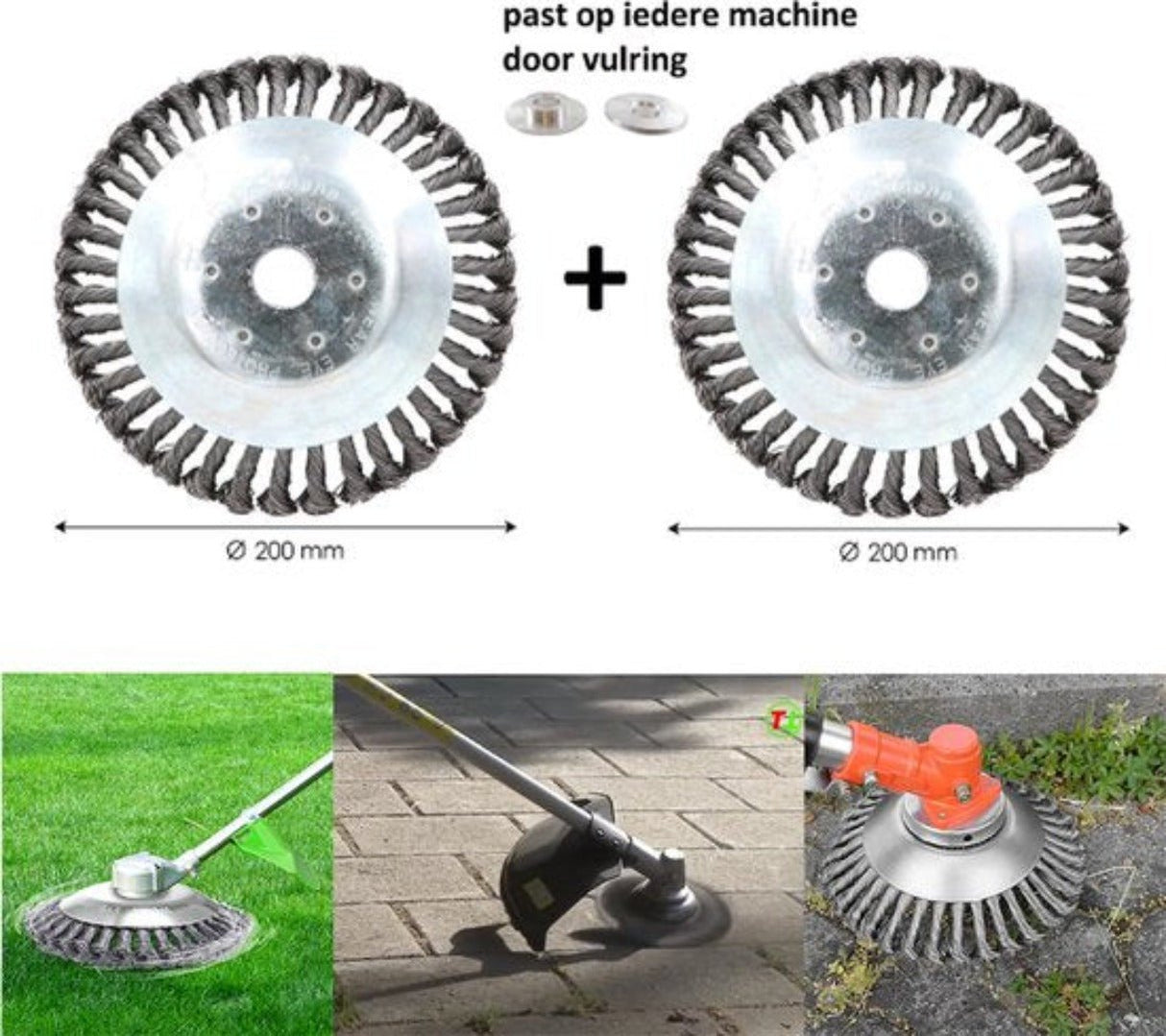 Brosse de désherbage universelle 2 pièces - 20CM - vitesse maximale 10 000 p/m - désherber - désherbant - outils de jardin - désherbeur - accessoire - SET