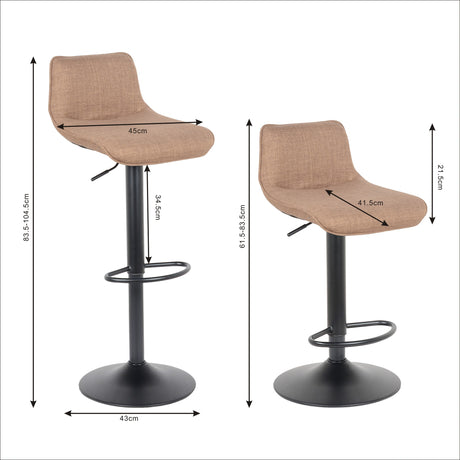 Lot de 2 tabourets de bar, modèle Rio 2023, tissu marron
