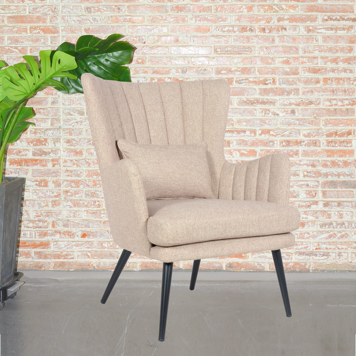 Fauteuil fauteuil de salon - modèle Charlie - coloris beige en tissu