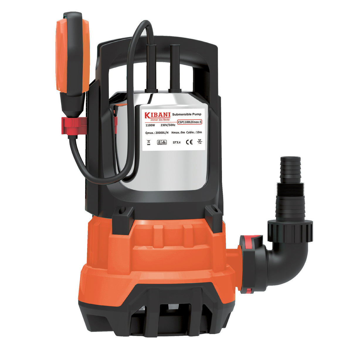 Tauchpumpe - Edelstahl Elektropumpe 1100W für Kanalisation - Schmutzwasser 20.000 l/h