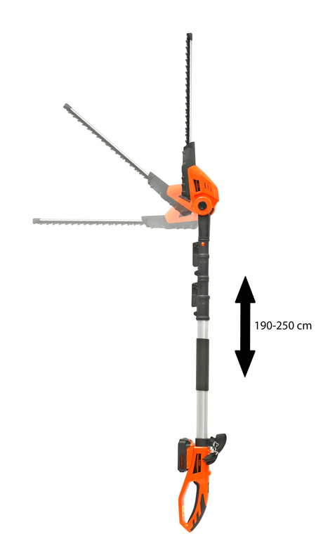 Taille-haie télescopique à batterie Kibani XXL 18 V, batterie lithium 2000 mAh, lame de 45 cm