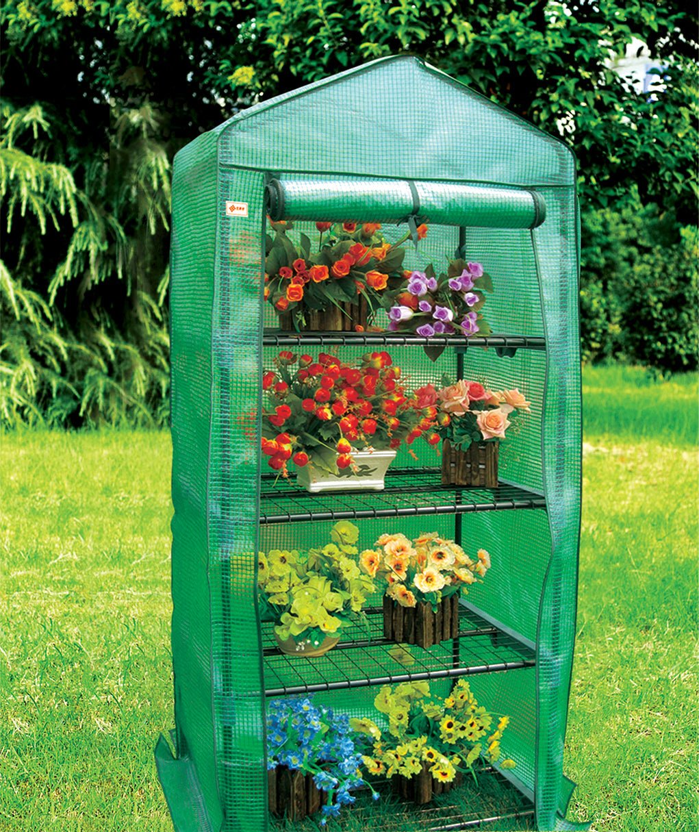 Serre de jardin à 4 niveaux pour plantes (69 cm x 49 cm x 158 cm)