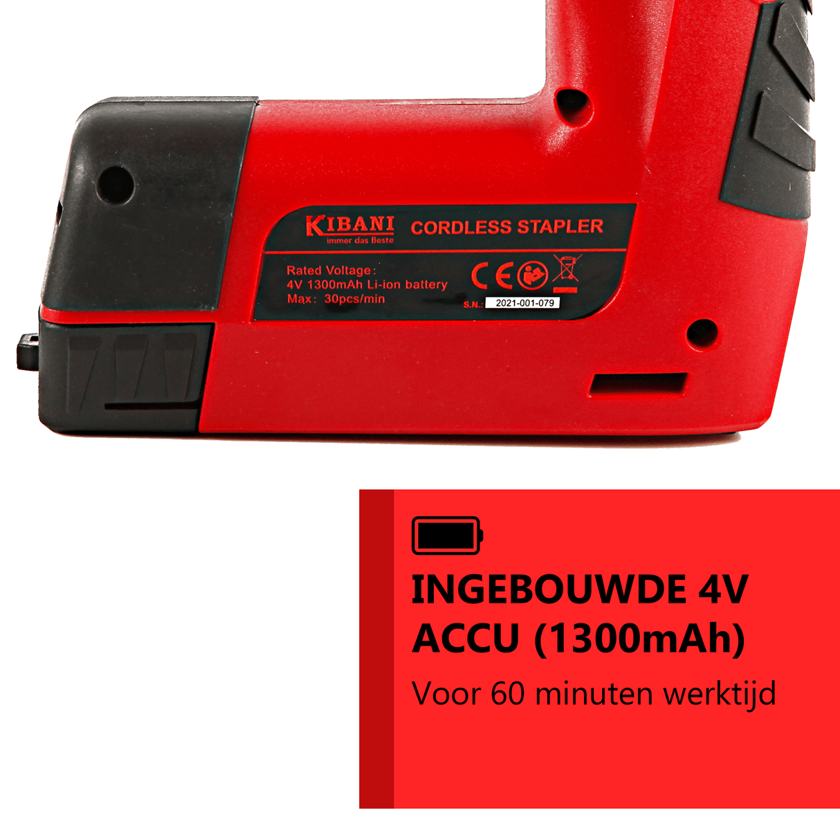 Graffatrice - Chiodatrice a batteria Kibani - Batteria 1300mAh e caricabatterie