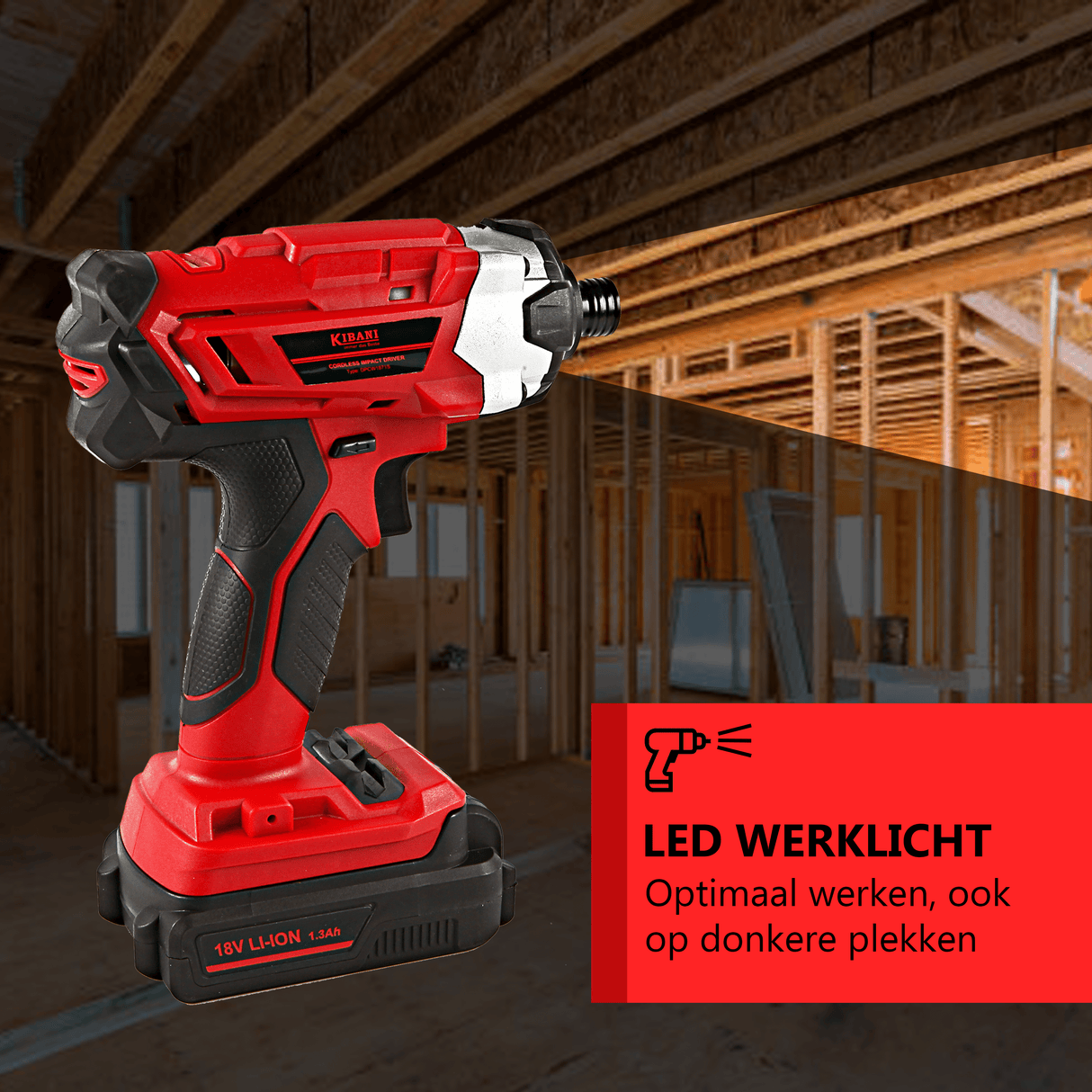 Avvitatore a percussione - batteria Kibani 18V - incl. Batteria da 1300 mAh e caricabatteria
