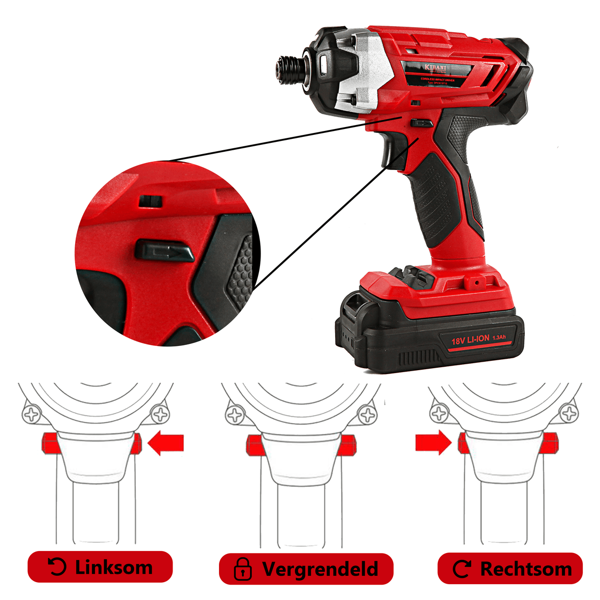 Avvitatore a percussione - batteria Kibani 18V - incl. Batteria da 1300 mAh e caricabatteria