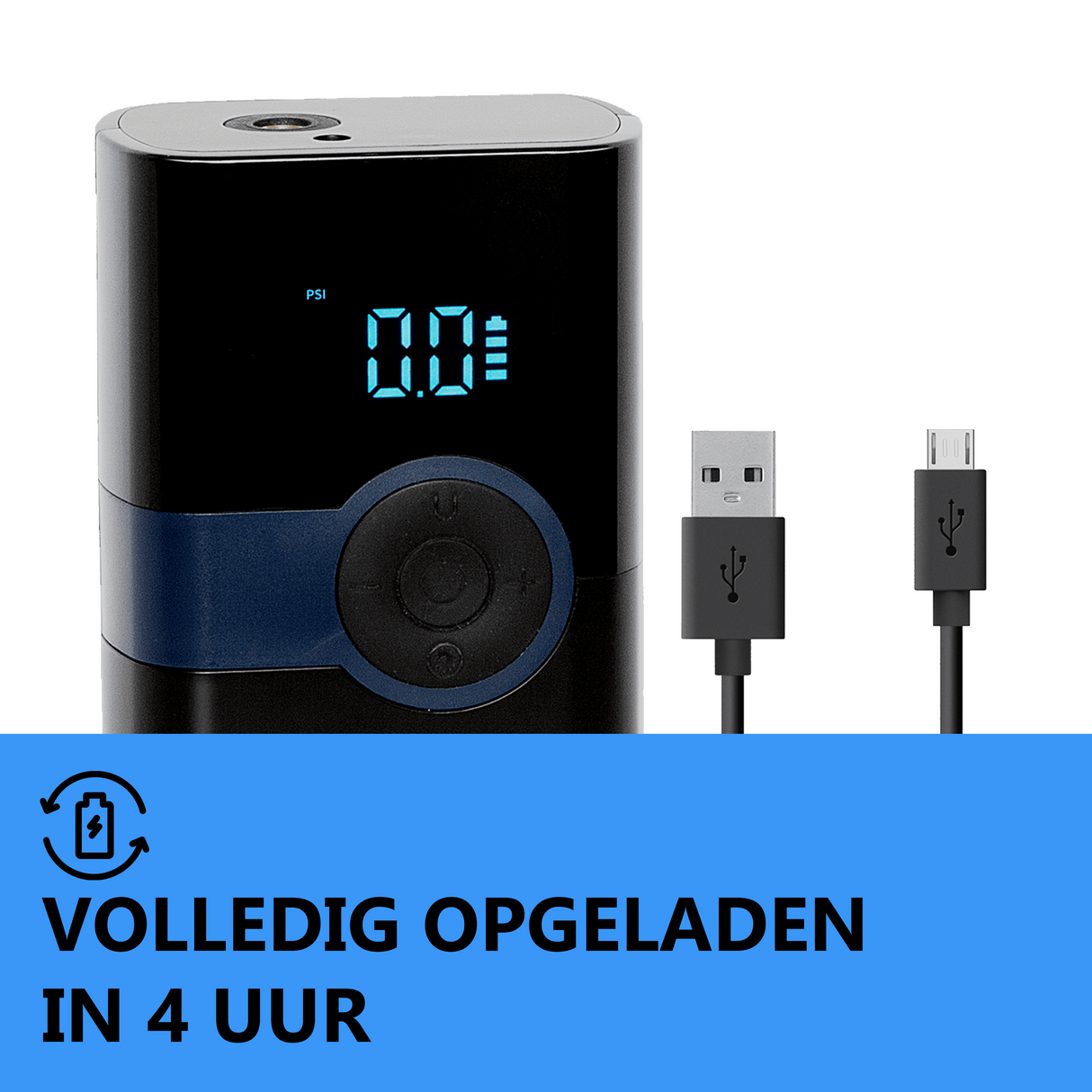 Pompe à pneu à piles avec banque d'alimentation - Vélo - Pompe à pneu électrique - Pompe à air - Portable - Pompe à vélo électrique - Compresseur USB rechargeable