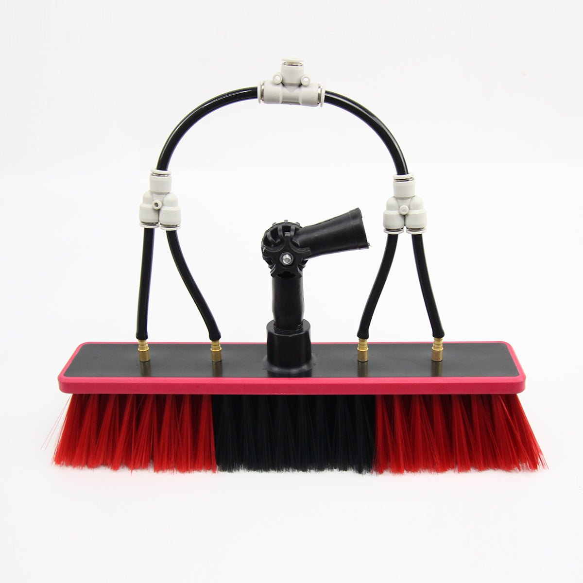 Brosse avec jets d'eau manche télescopique hauteur réglable jusqu'à 6 mètres pour le lavage des vitres et des panneaux solaires