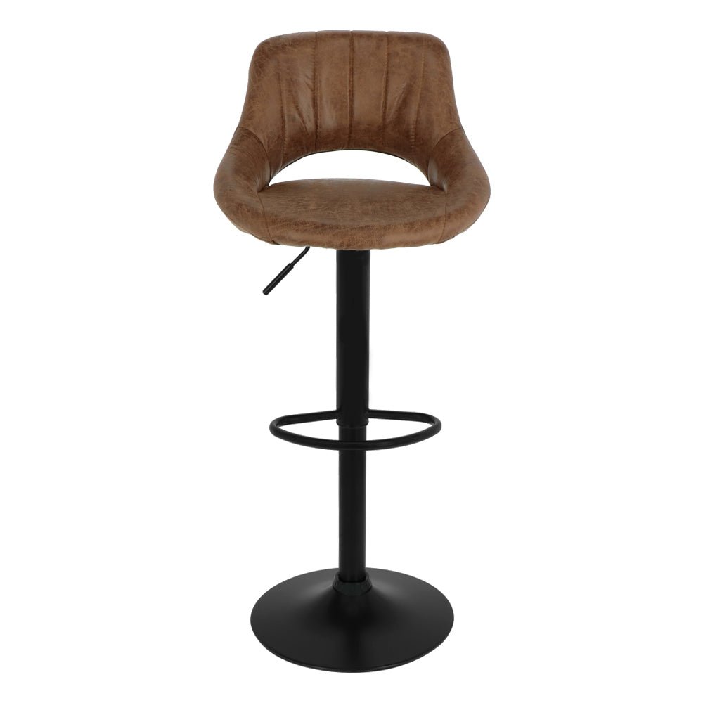 Tabouret de bar 2023 marron clair - 2 pièces - Fixe pivotant réglable cuisine - Dossier et repose-pieds