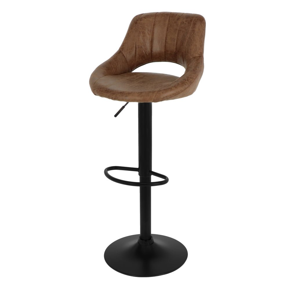 Tabouret de bar 2023 marron clair - 2 pièces - Fixe pivotant réglable cuisine - Dossier et repose-pieds