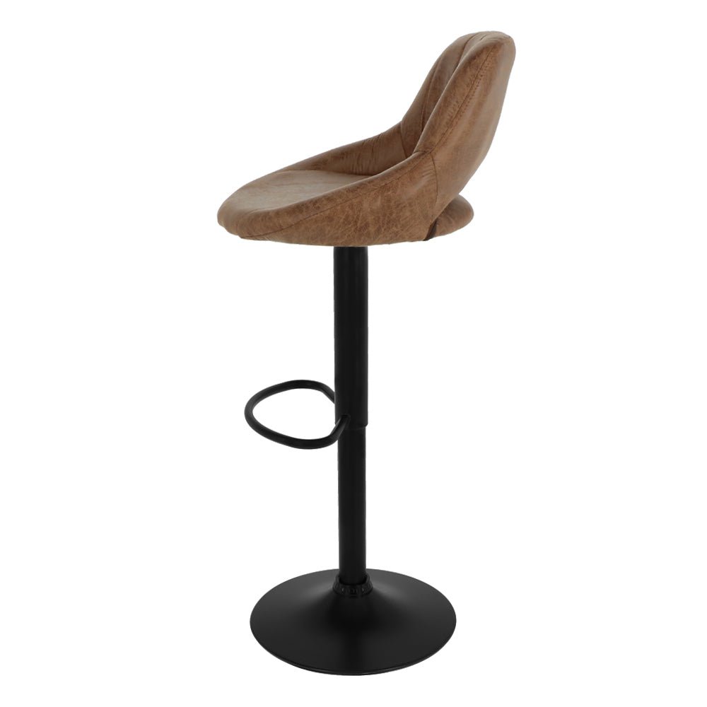 Tabouret de bar 2023 marron clair - 2 pièces - Fixe pivotant réglable cuisine - Dossier et repose-pieds