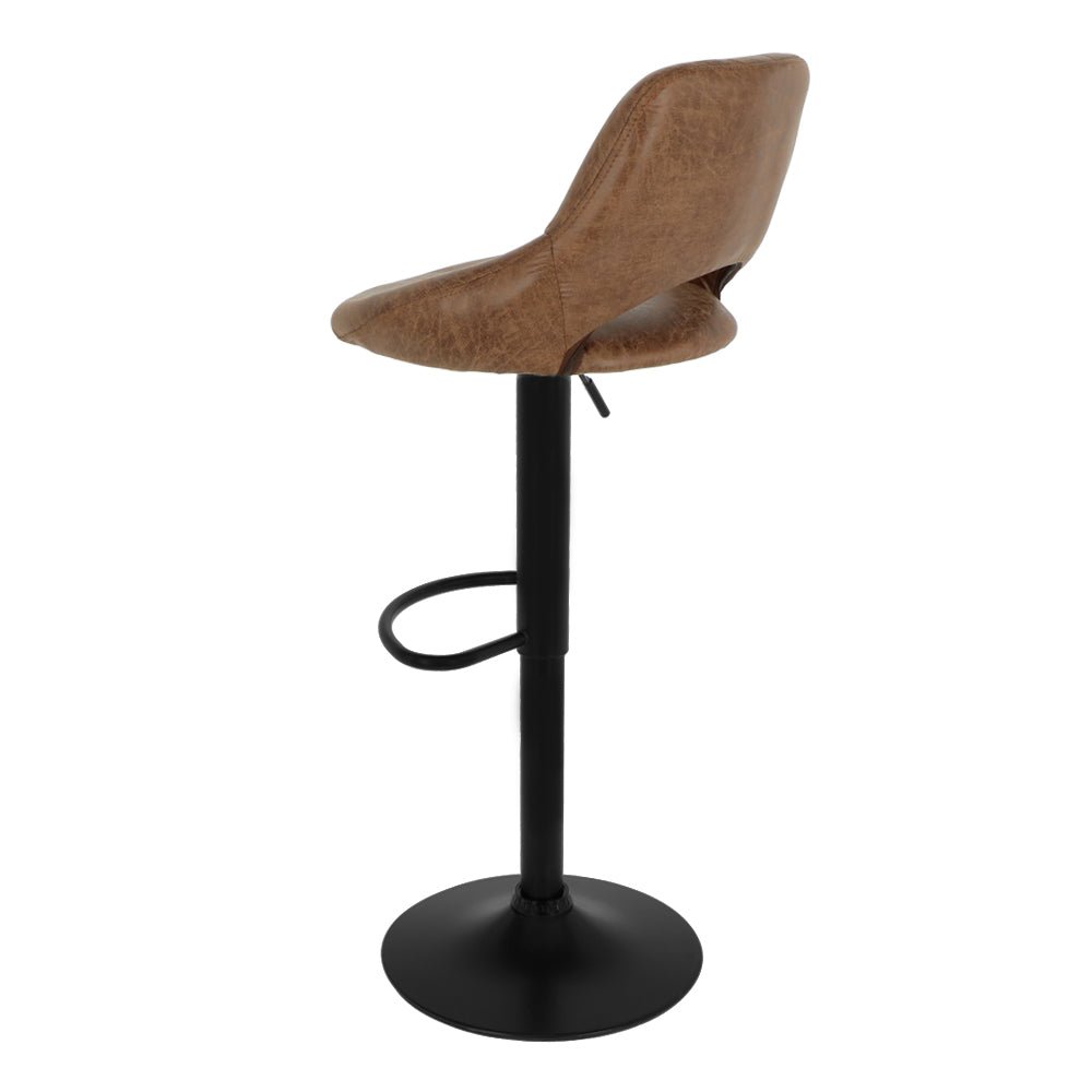 Tabouret de bar 2023 marron clair - 2 pièces - Fixe pivotant réglable cuisine - Dossier et repose-pieds