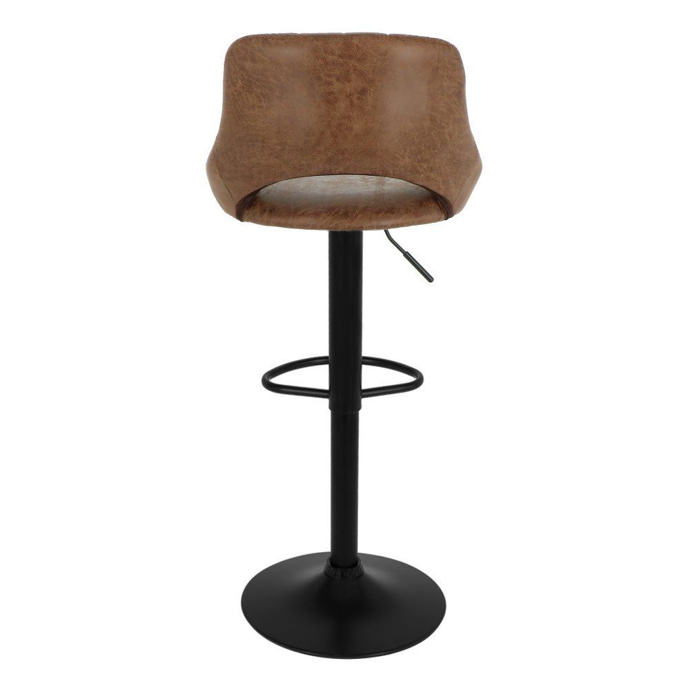 Tabouret de bar 2023 marron clair - 2 pièces - Fixe pivotant réglable cuisine - Dossier et repose-pieds