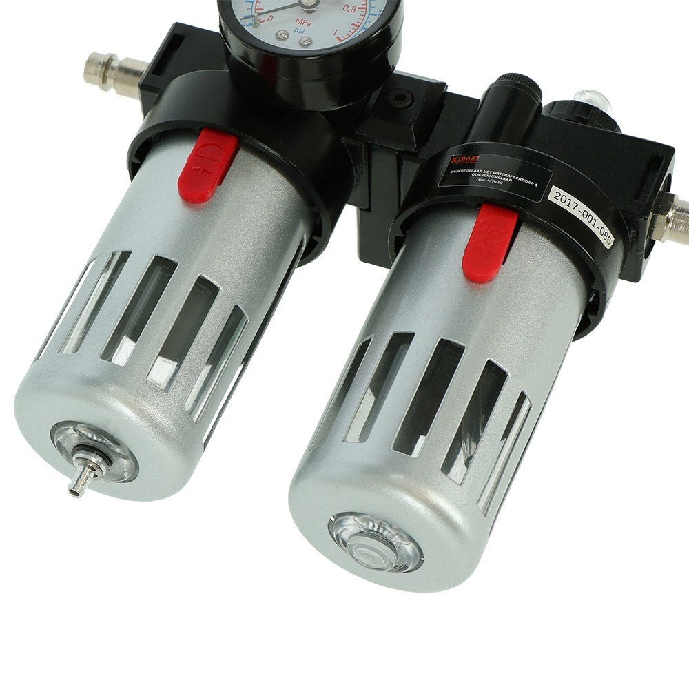 Regolatore di Pressione Compressore con Separatore d’Acqua e Nebulizzatore d’Olio – Kibani®