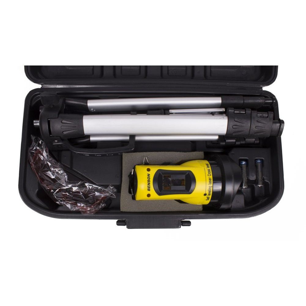 Livella laser a linee incrociate con treppiedi, occhiali e batterie