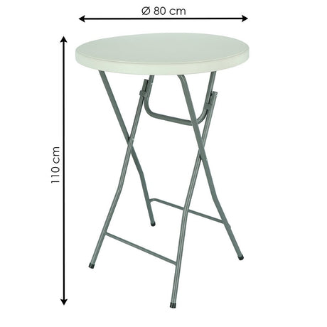 Table de bar pliante Hauteur : 110 cm - Diamètre du plateau : Ø80 cm