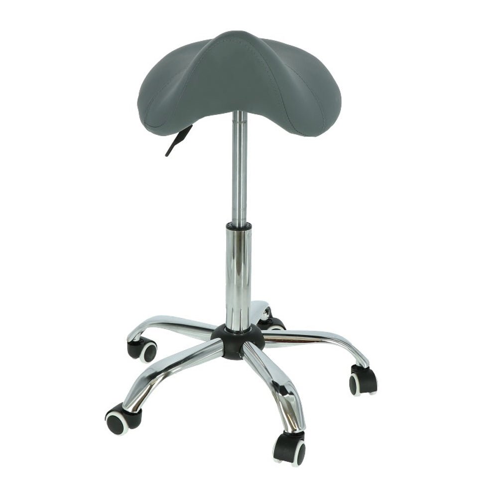 Tabouret de selle gris pour esthéticiennes et coiffeurs - Hauteur réglable