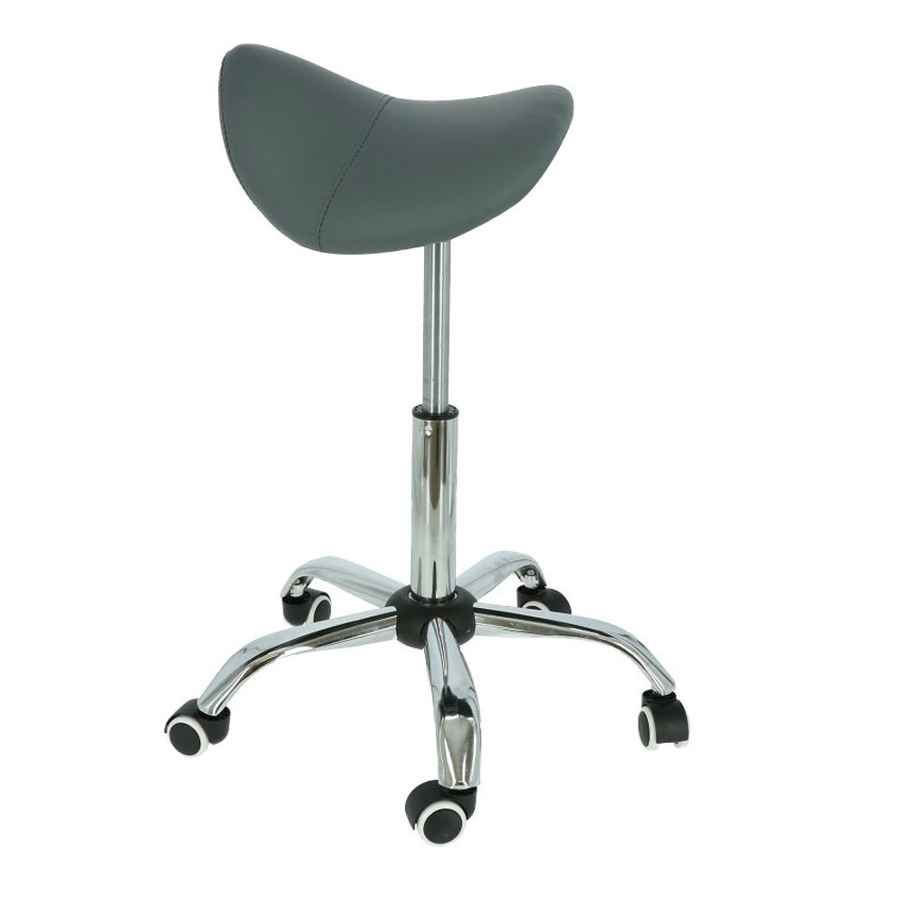 Tabouret de selle gris pour esthéticiennes et coiffeurs - Hauteur réglable