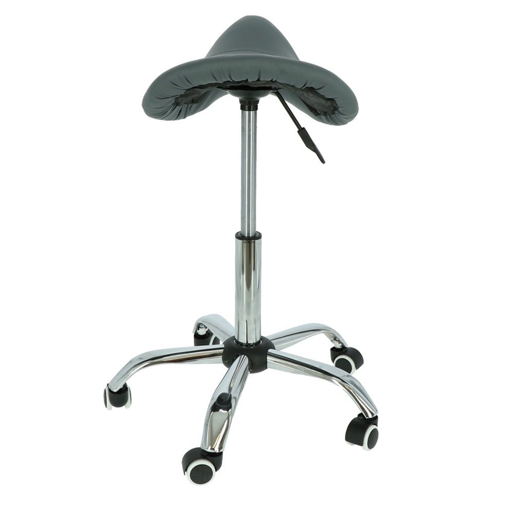 Tabouret de selle gris pour esthéticiennes et coiffeurs - Hauteur réglable