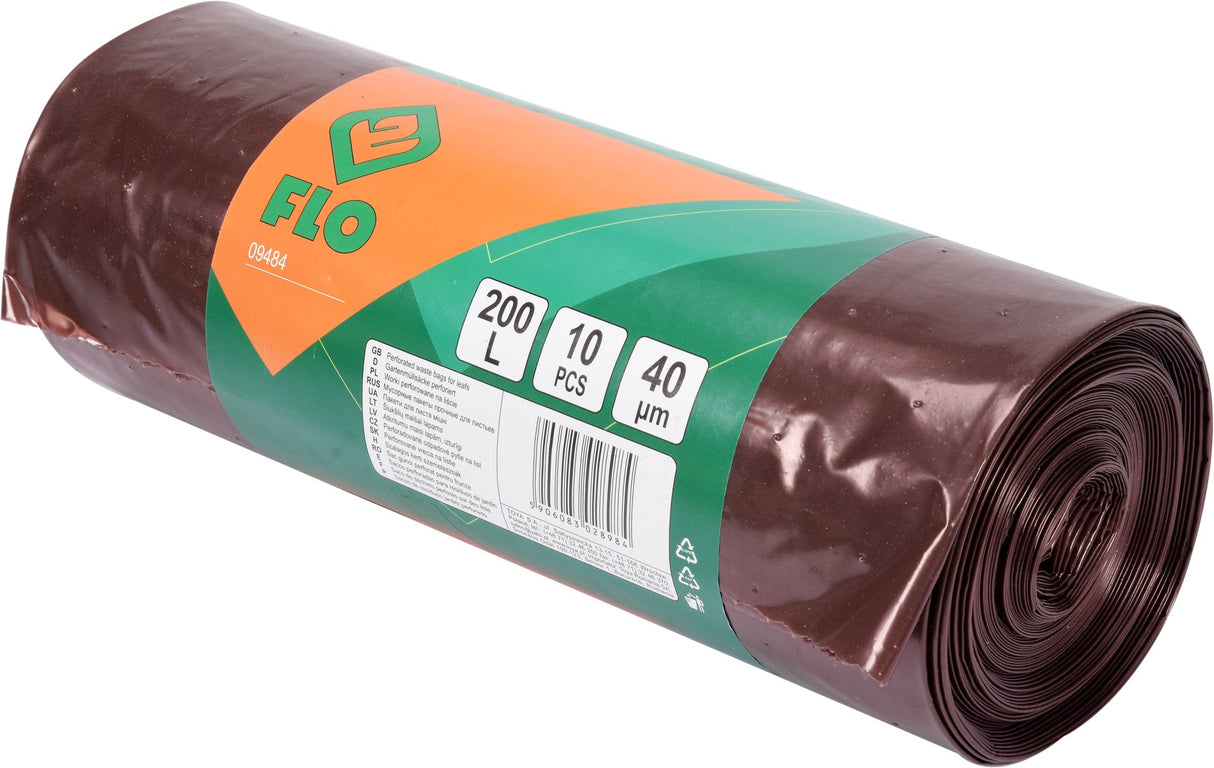Sacchi Perforati da Giardino 200L 10 Pezzi LDPE Resistenti Rifiuti Verdi