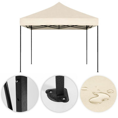 Gazebo Pieghevole 3x3 M con 4 Pareti Beige