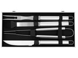 Set barbecue acciaio inox 7 utensili con valigia in alluminio