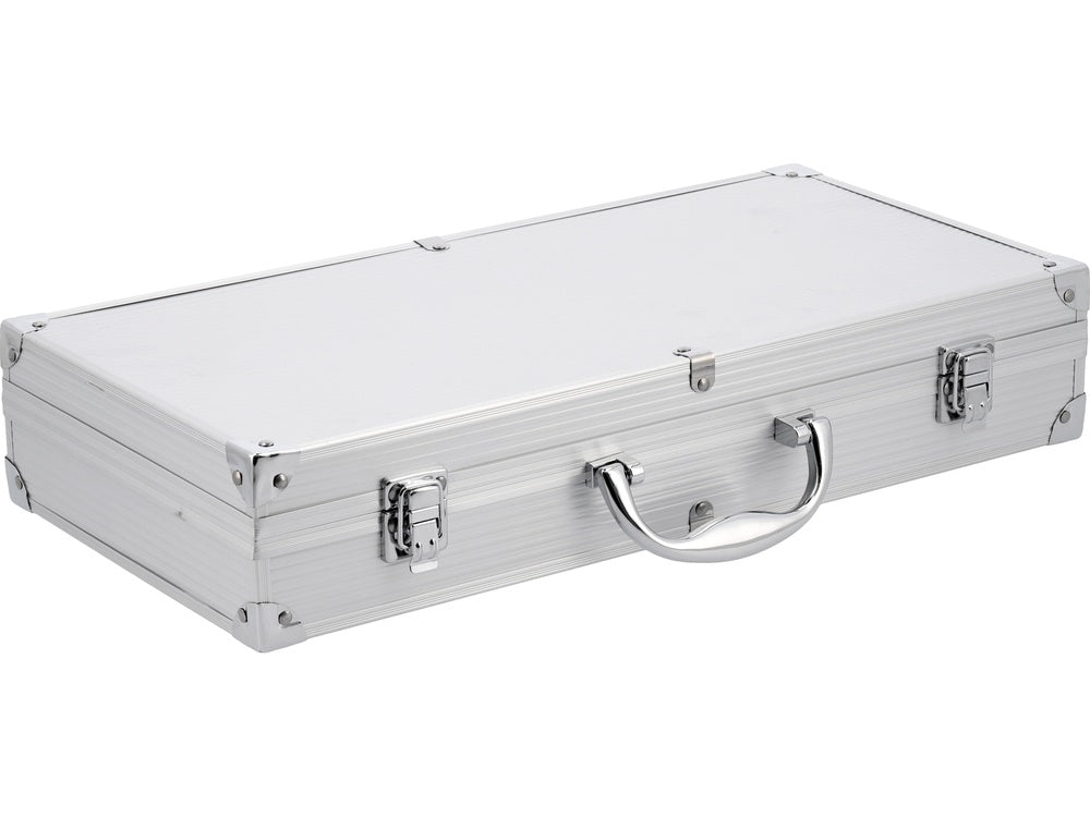 Set barbecue acciaio inox 7 utensili con valigia in alluminio